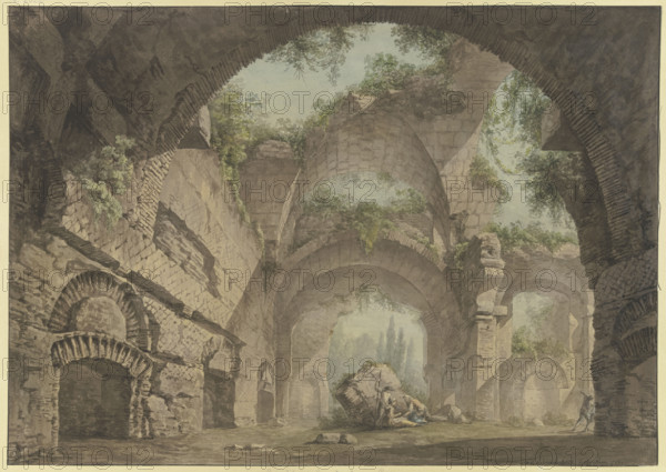Roman ruined hall: the Basilica of Constantine, 1788. Creator: Maximilian von Verschaffelt.