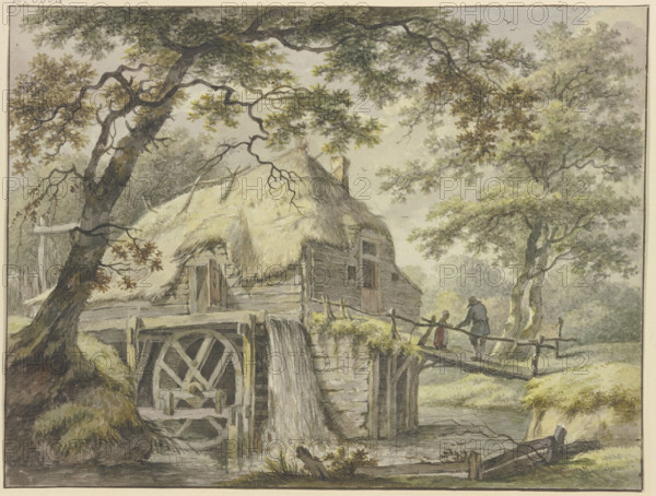 Mill in the forest, 18th century. Creator: Bartholomeus Barbiers.