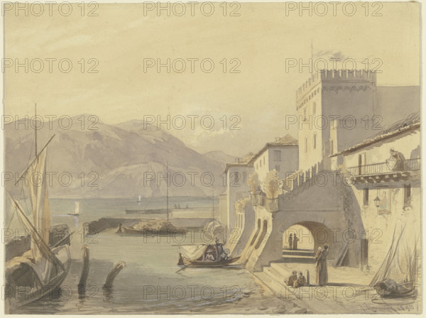 Upper Italian port, 1850. Creator: Philipp Rumpf.