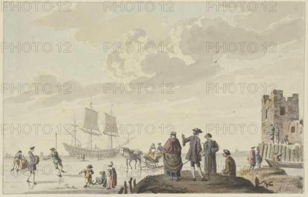 Marine with skaters, 18th century. Creator: Unknown.