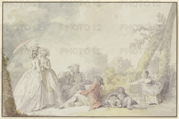 Outdoor society, mid-late 18th century. Creator: Nicolas Lavreince.