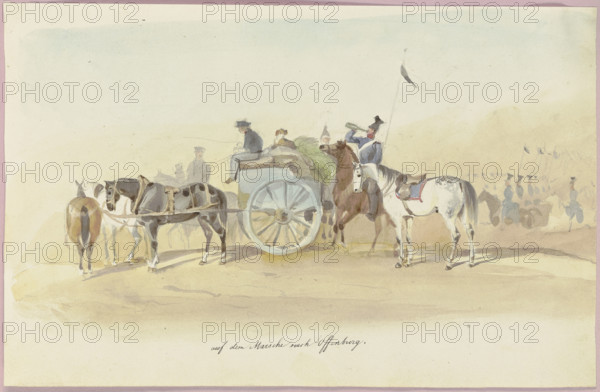 Supply wagon on the way to Offenburg, 19th century. Creator: Reinhold Braun.