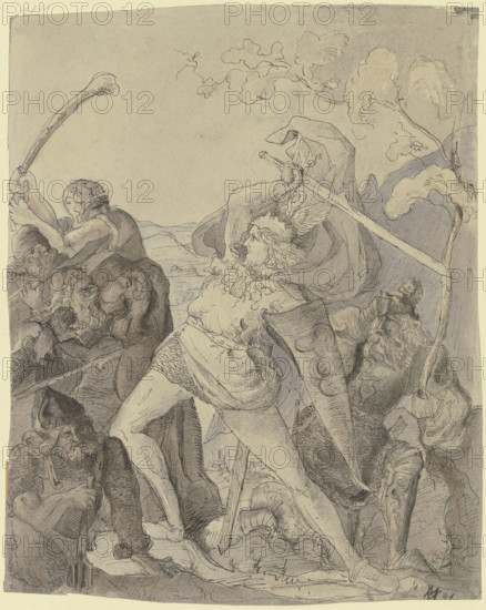 Battle scene, 1846. Creator: Victor Muller.