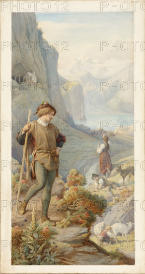 Alpine scene, Schiller's "Berglied", 1881.  Creator: Leopold Bode.