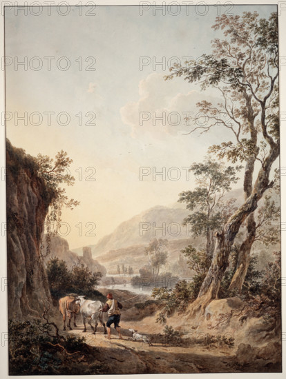 Italian-style landscape with a shepherd, c1790-1795. Creator: Jacob van Strij.
