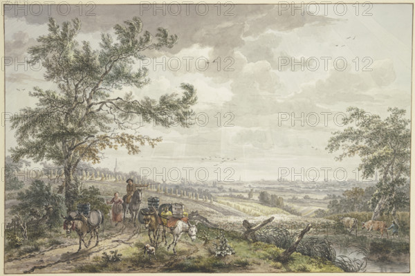 Landscape with Pack Donkeys, near Hilversum, (1779?). Creator: Egbert van Drielst.