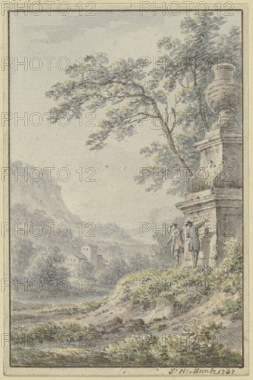 Valley landscape with a farmstead, 1767. Creator: Johann Heinrich Muntz.