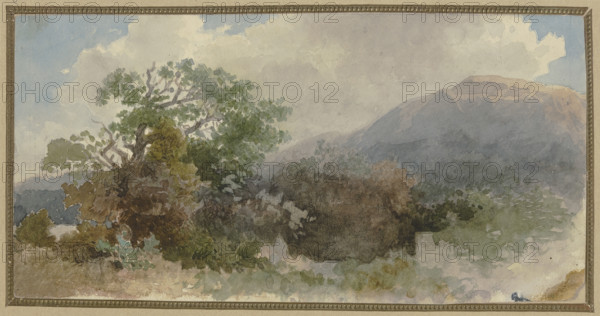 Landscape with mountain ridge, 19th century. Creator: Jakob Maurer.