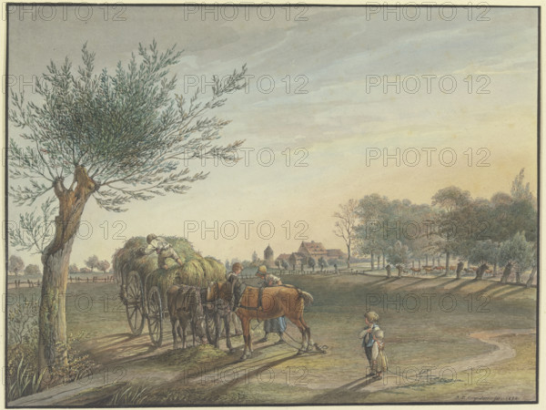 Rebstock farm in the middle of the wide meadowland on Mainzer Landstraße near Frankfurt am Main,1804 Creator: Johann Friedrich Morgenstern.