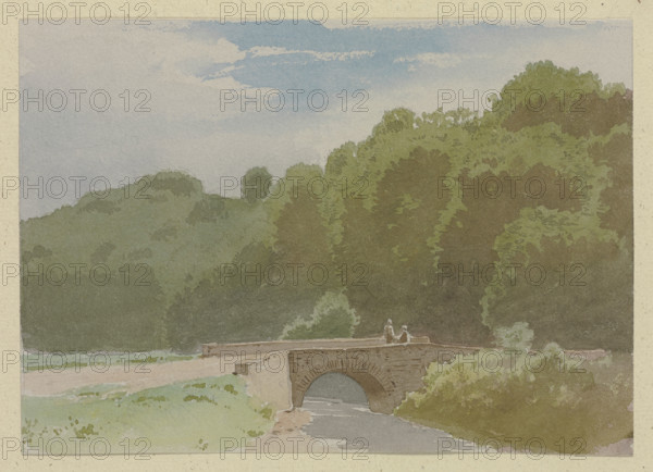 Stone bridge over a river at the edge of the forest, c1864. Creator: Carl Theodor Reiffenstein.