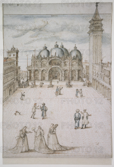 Saint Mark's Square in Venice, c1578-1593. Creator: Joris Hoefnagel.