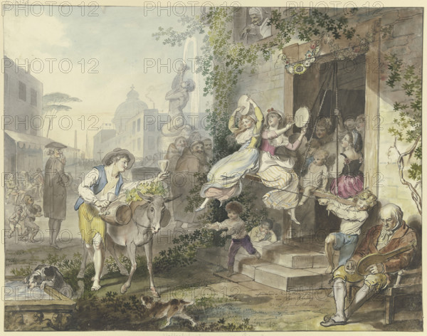 Popular amusements in Rome, 1797. Creator: Johann Heinrich Ramberg.