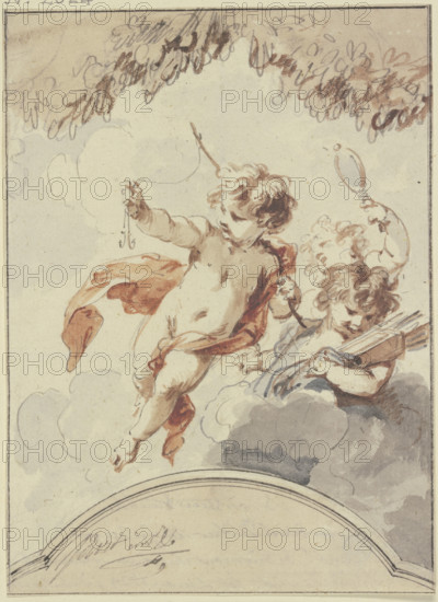 Three cupids, early-mid 18th century. Creator: Jacob de Wit.