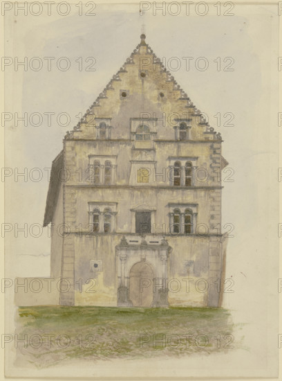 The town hall in Karlstadt am Main, mid-19th century. Creator: Josef Ferdinand Becker.
