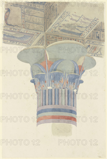 Capital with architrave in Thebes, 1829. Creator: Friedrich Maximilian Hessemer.