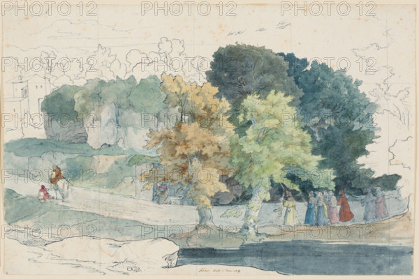 Italian landscape with figures, 1818. Creator: Carl Philipp Fohr.