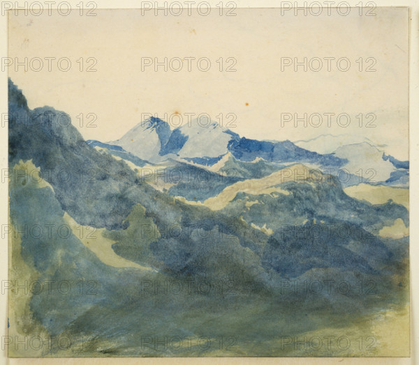 Landscape with Blue Mountains, c1820-1824. Creator: Franz Theobald Horny.