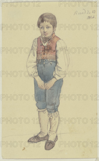 Standing farm boy from Berod, c1835. Creator: Jakob Becker.