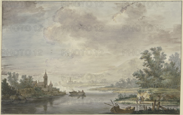 River landscape, c1800-1806. Creator: Georg Melchior Kraus.