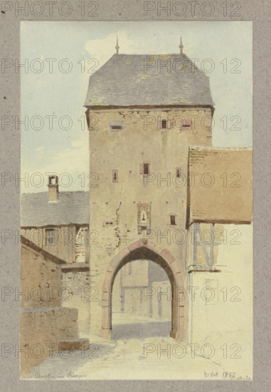 The main gate in Bergen, 1857. Creator: Carl Theodor Reiffenstein.