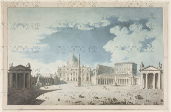 St. Peter's Basilica and St. Peter's Square in Rome, c1765-1800. Creator: Francesco Pannini.