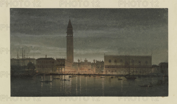 Saint Mark's Square by night, 1851. Creator: Carl Theodor Reiffenstein.