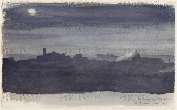 View of Rome at Night, 1836. Creator: Hippolyte-Jean Flandrin.