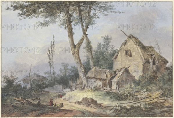 Landscape with a dilapidated farmstead, 1790. Creator: Louis Gabriel Moreau.