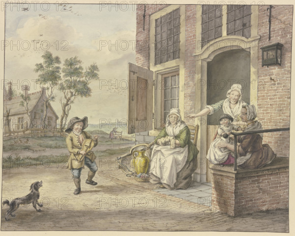 Savoyard boy in front of a house Dancing, 1772. Creator: Maria Margaretha la Fargue.