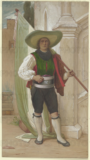 Tyrolean flag bearer at the wine festival, 1856. Creator: Eduard von Steinle.