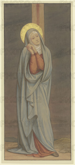 Mary sorrowful beneath the cross, 1868. Creator: Eduard von Steinle.