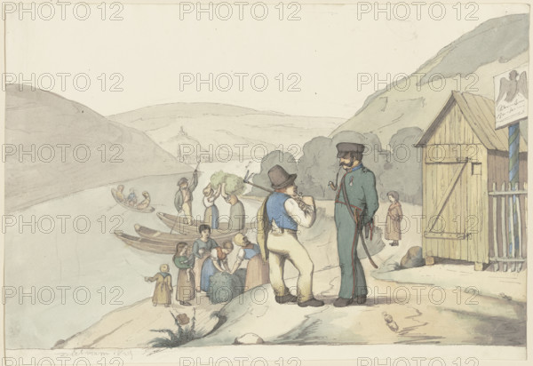 Toll guard at the Rhine, 1829. Creator: Jakob Dielmann.