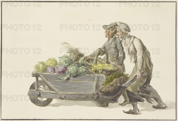Two gardeners driving vegetables to market, c1834-1836. Creator: C. H. Meyer.