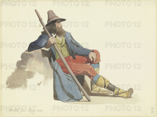 Resting shepherd of the Roman Campagna, 1851. Creator: Ludwig Thiersch.