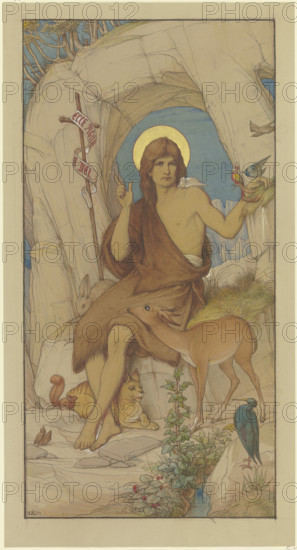 John the Baptist in the desert, 1864. Creator: Eduard von Steinle.