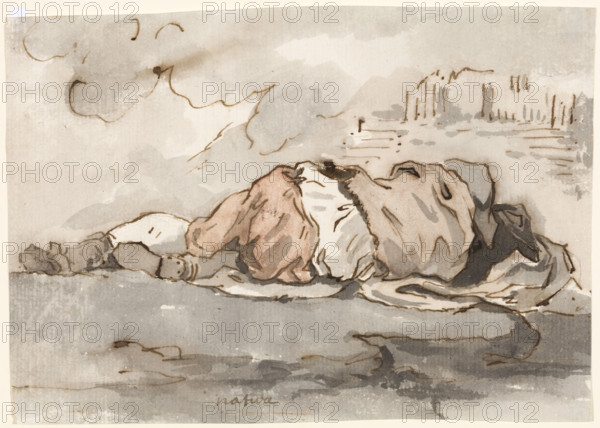 Study of a Sleeping Youth, Seen from Behind, 1752-1756. Creator: Augustin Pajou.