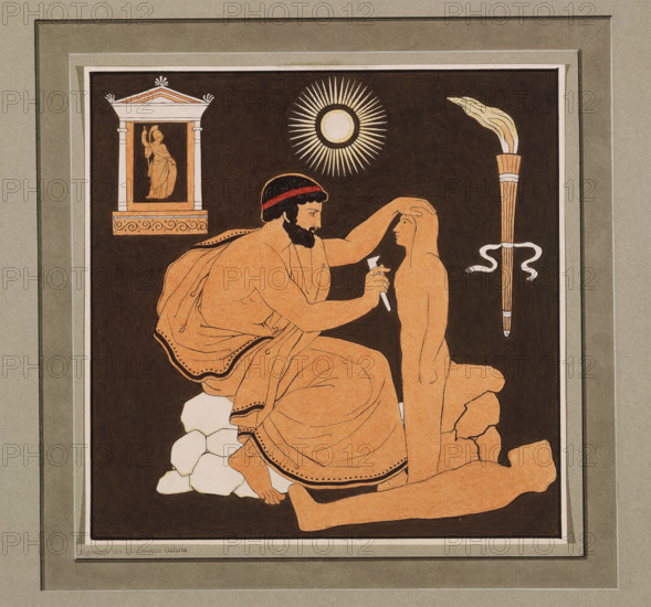 Prometheus molds man from clay, c1832. Creator: Philipp Veit.
