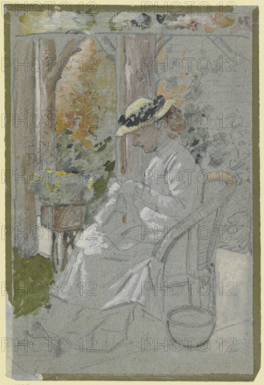 Luise Scholderer on the veranda, c1890s. Creator: Otto Scholderer.