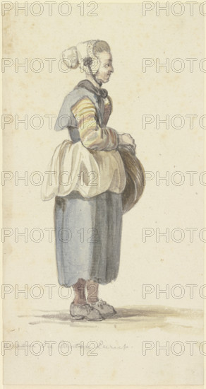 Standing peasant woman in Zurich, in profile facing right, c1771-1772. Creator: Georg Melchior Kraus.