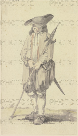 Standing man with halberd and saber, c1771-1772. Creator: Georg Melchior Kraus.