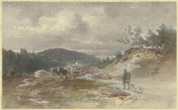 Landscape with an ox-drawn cart, 1882. Creator: Anton Burger.
