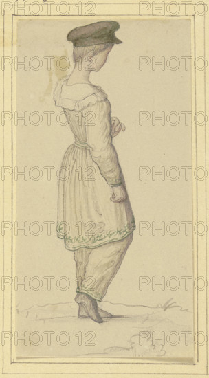 Boy in a long overcoat in lost profile, c1820-1863. Creator: Marie Ellenrieder.
