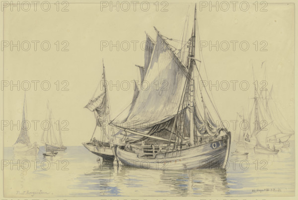 Fishing boats near Ostend, 1886. Creator: Ernst Morgenstern.