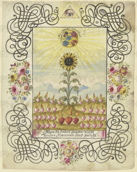 Sunflower with gold lettering, c1740-1788. Creator: Johann Esaias Nilson.