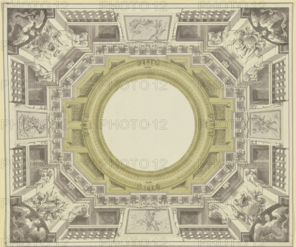 Illusionist view into a drum, 18th century. Creator: Unknown.