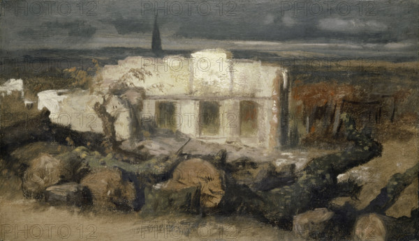 Destroyed House in Kehl, 1870. Creator: Arnold Bocklin.