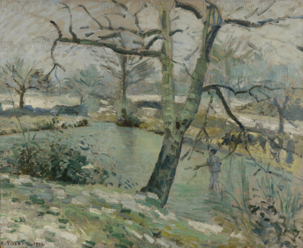 Montfoucault Pond, Winter Effect, 1874. Creator: Camille Pissarro.