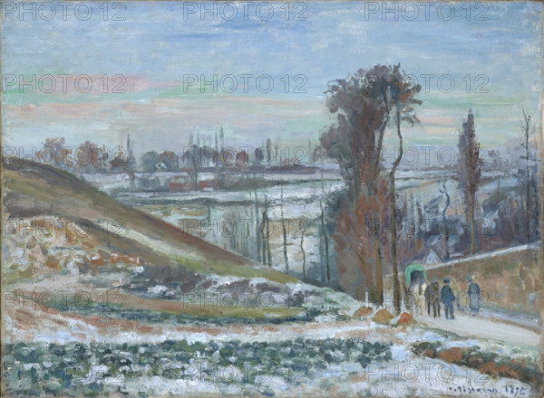 Snow effect at the Hermitage, 1875. Creator: Camille Pissarro.