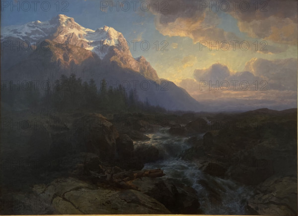 The Rosenlaui Valley with the Wetterhorn, 1856. Creator: Alexandre Calame.