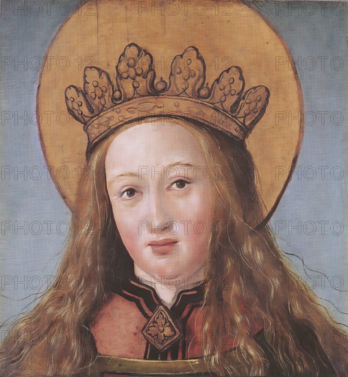Head of a female saint, 1527. Creator: Hans Holbein the Younger.